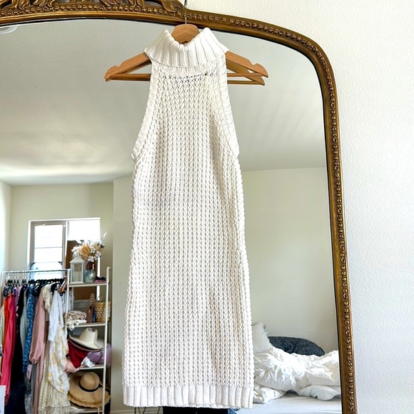 Nasty Gal Dresses & Skirts - Nasty Gal small white knit turtle neck sweater mini dress women new without tag